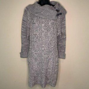 Les Tricots Grey Knit Cowl Neck Sweater Dress